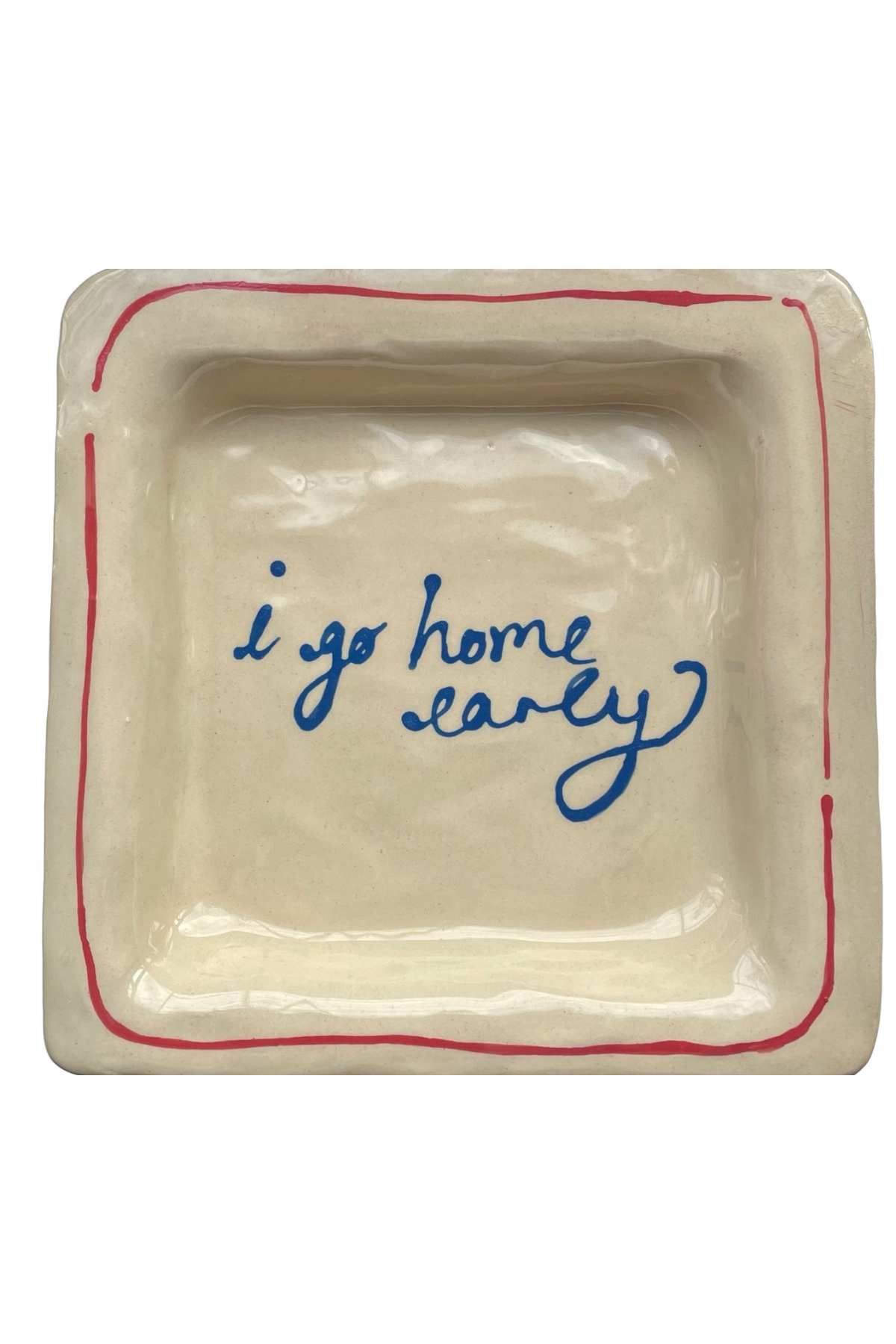 L&Clay I Go Home EarlyTrinket Tray Red and Blue
