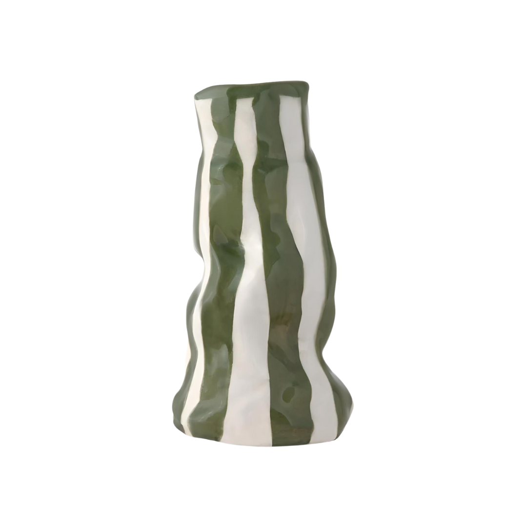 Hodge Pots, 'Light Green Candy Stripe Vase'
