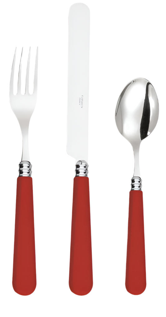 Set of 12, Red Cutlery in Stainless Steel
