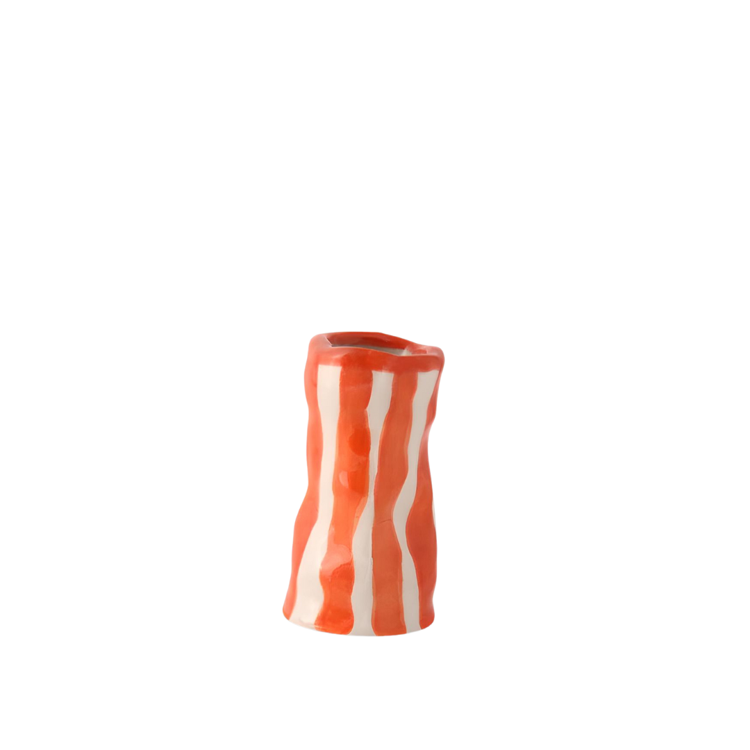 Hodge Pots, 'Flame Orange Candy Stripe Candle Holder'