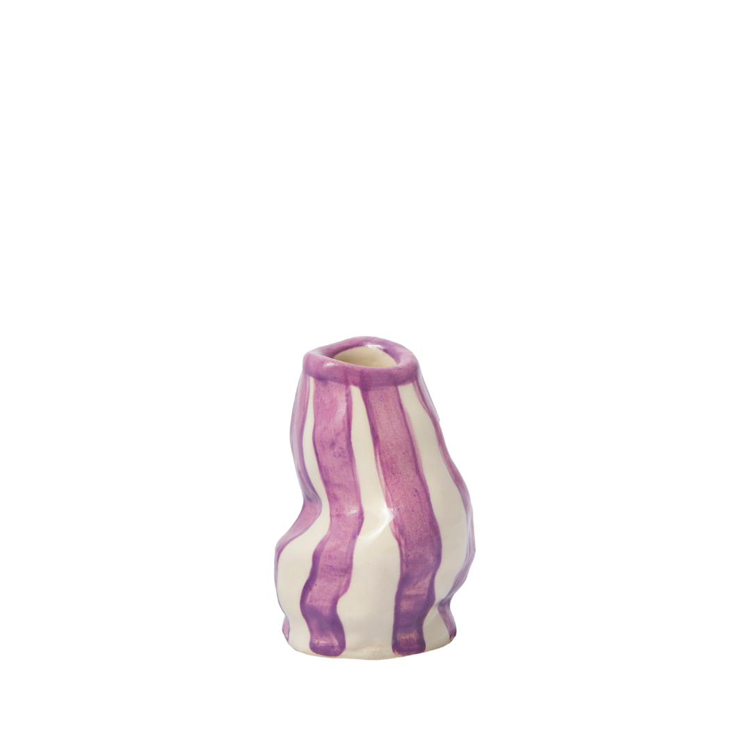 Hodge Pots, 'Violet Candy Stripe Candle Holder'