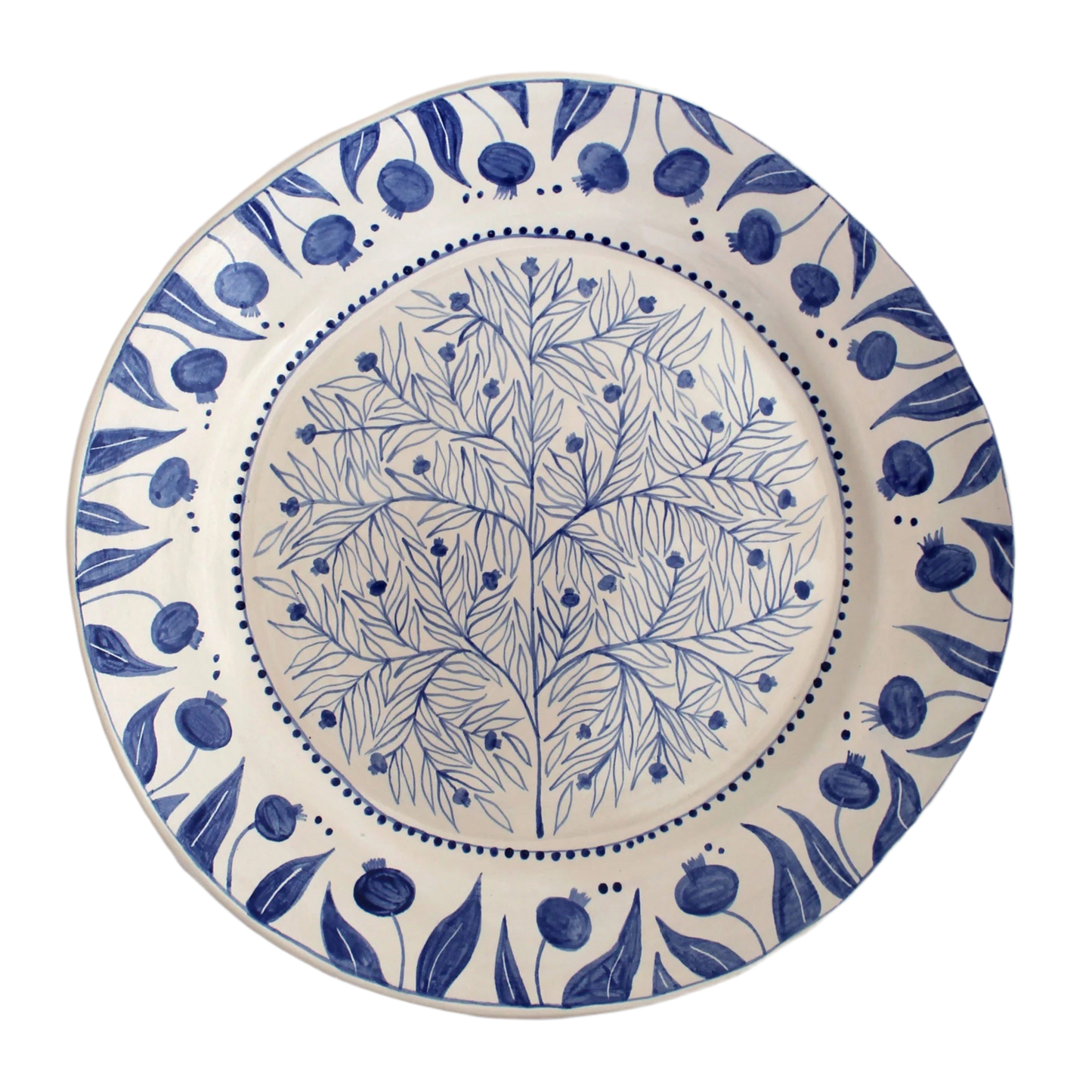 Rosanna Corfe, Hand-Painted Pomegranate Large Plate - Deep Blue