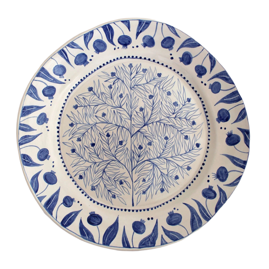 Rosanna Corfe, Hand-Painted Pomegranate Large Plate - Deep Blue
