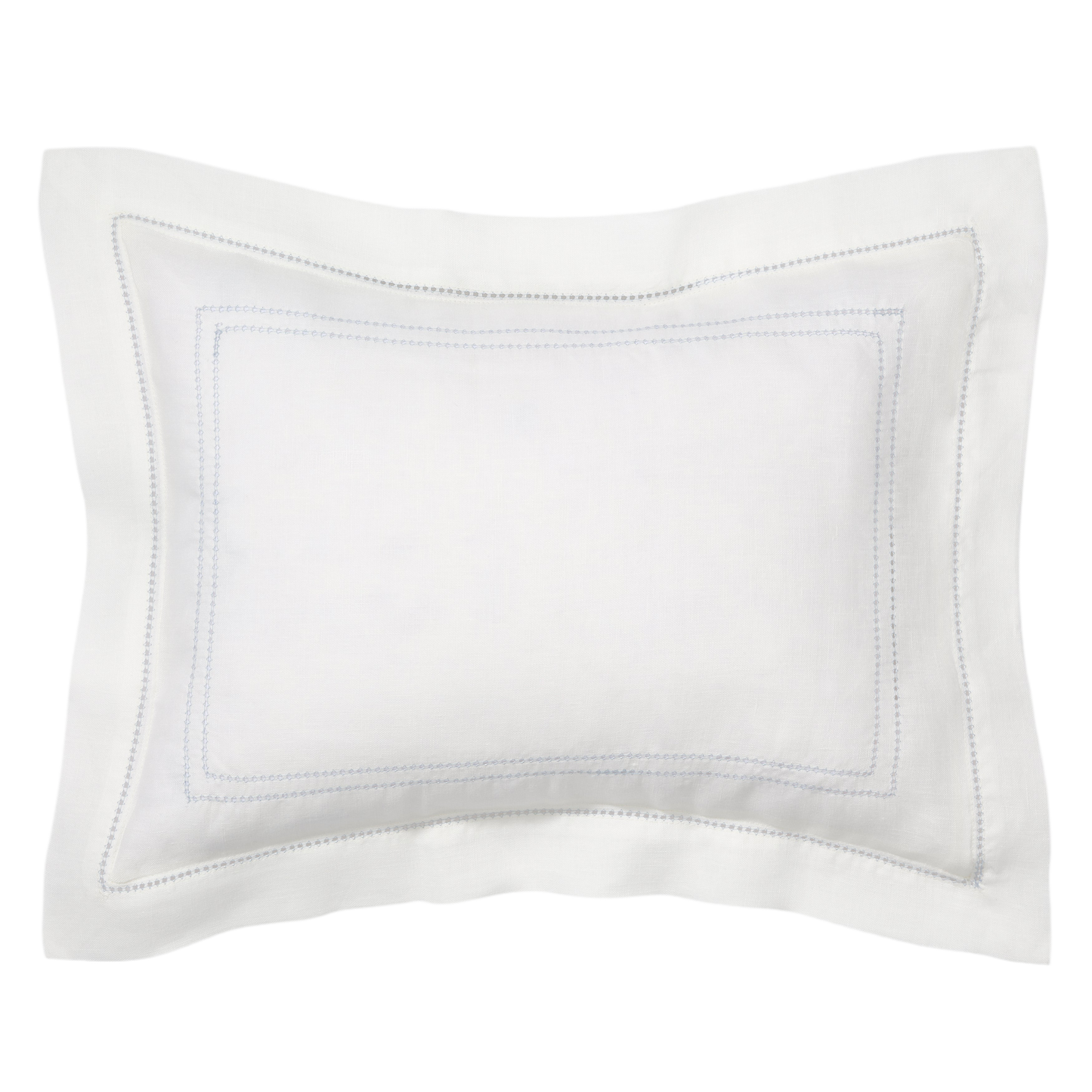 Volga Linen, Boudoir Pillow with Hemstitch in Chambray Blue