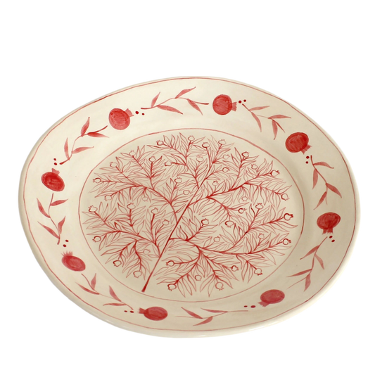Rosanna Corfe, Hand-Painted Pomegranate Large Plate - Red