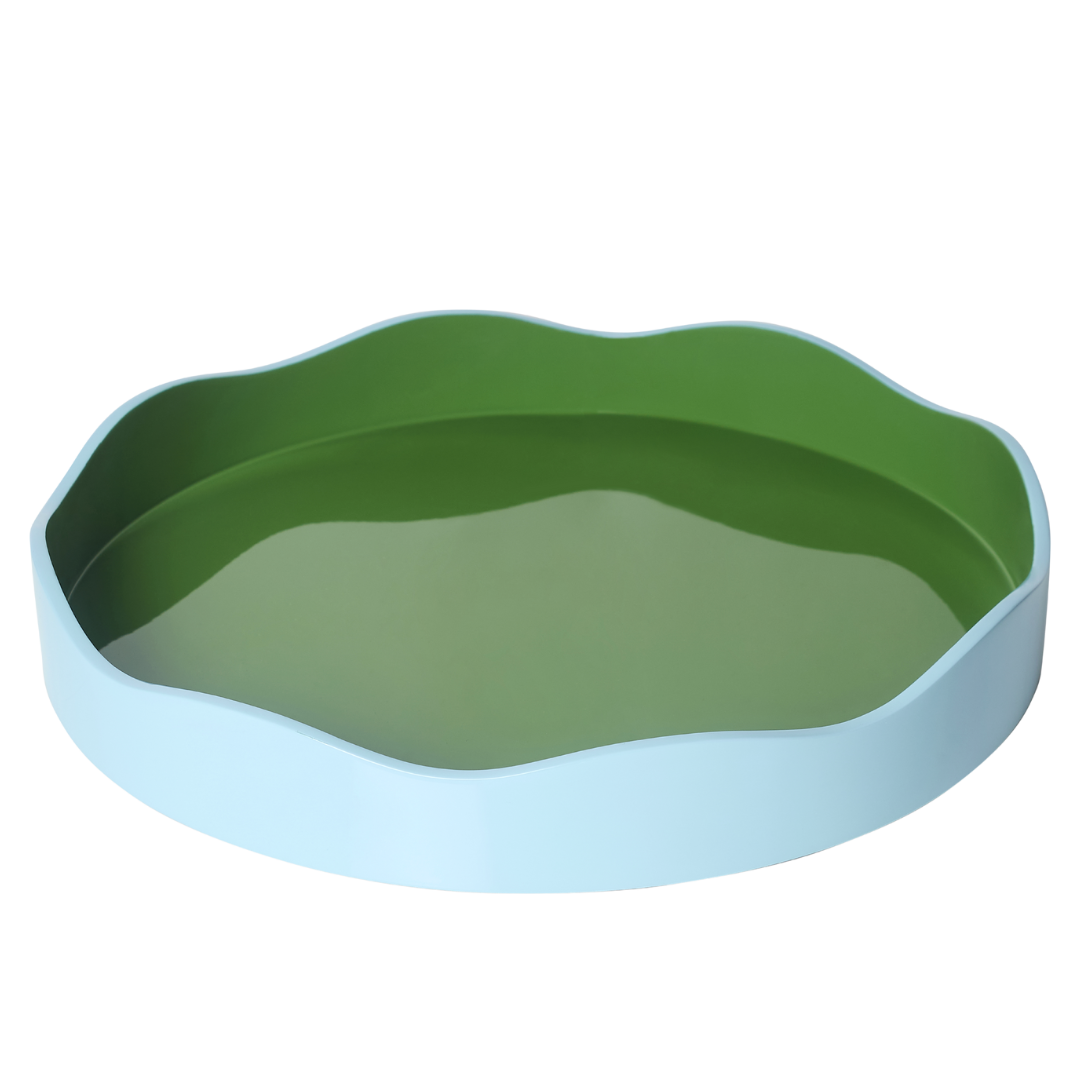 The Allegra Round Wiggle Tray in Green and Blue