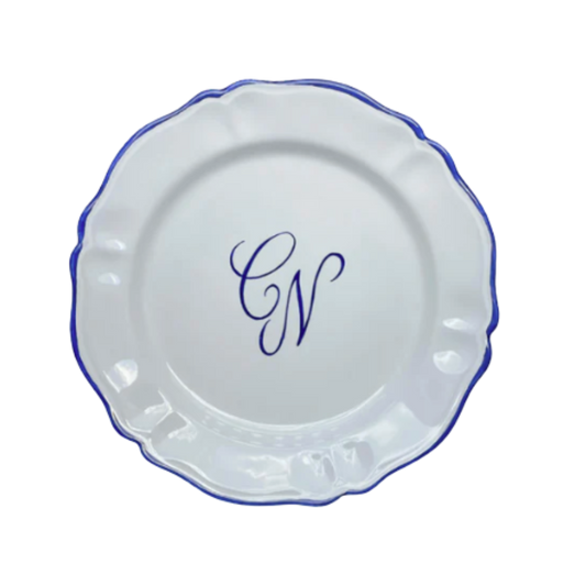 Sveva's Home Ceramic Personalized Single Wedding Engraved Round Serving Platter in Blue