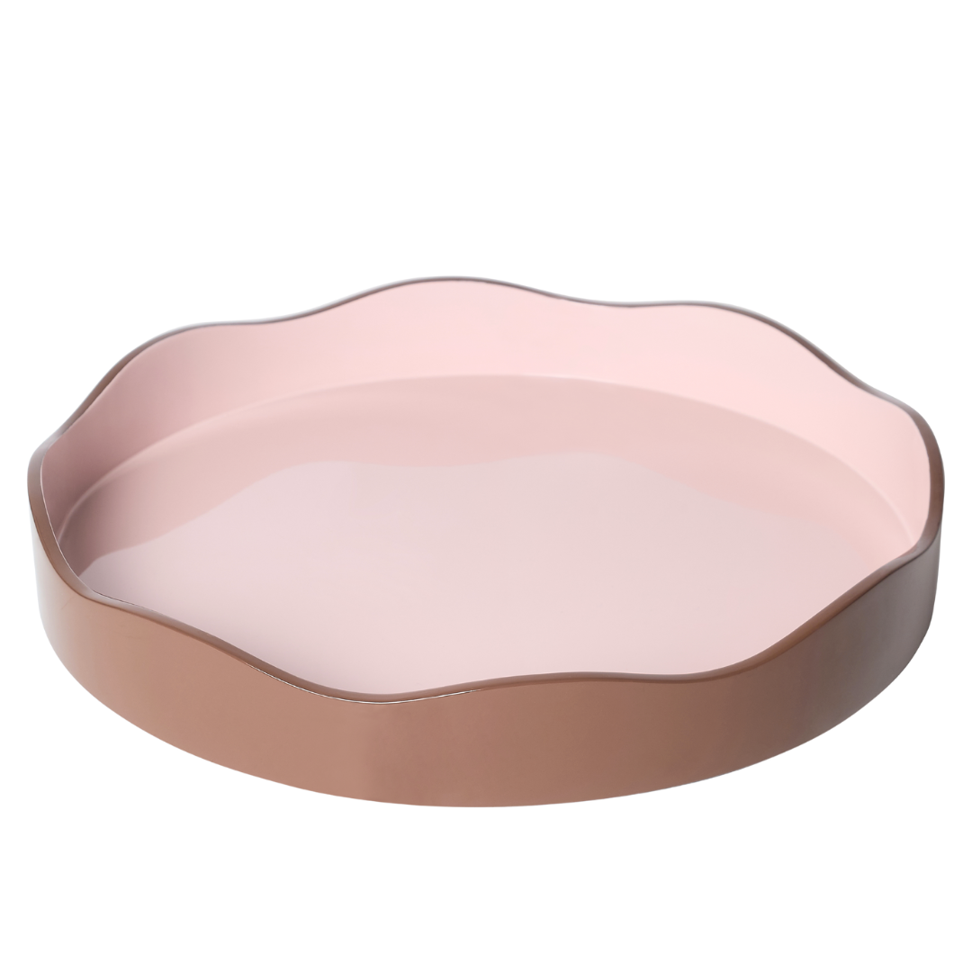 The Allegra Round Wiggle Tray in Pink and Brown
