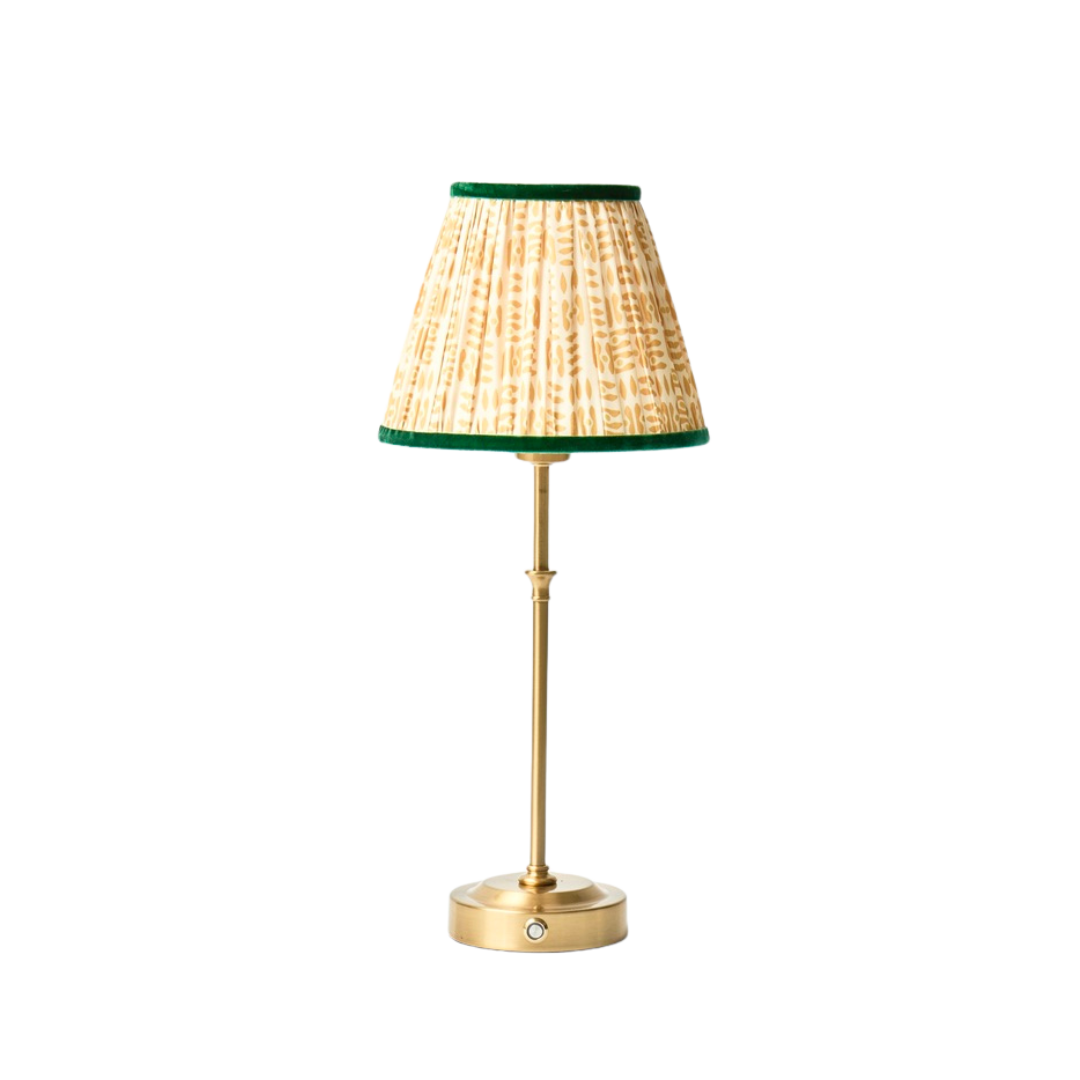 Voi Collective, Lyla Rechargeable Table Lamp with Yellow Patola Lampshade