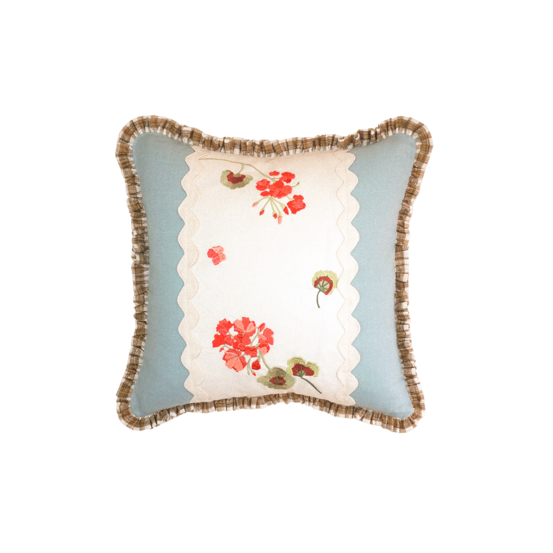 Lappliq, Geranium Patchwork Linen Cushion