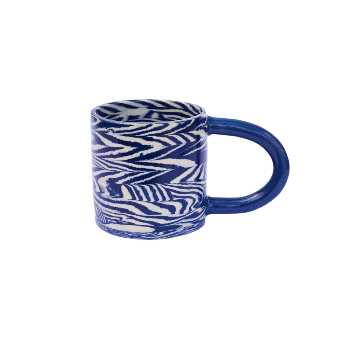 Plop Pottery, Cobalt Herringbone Blue Mug