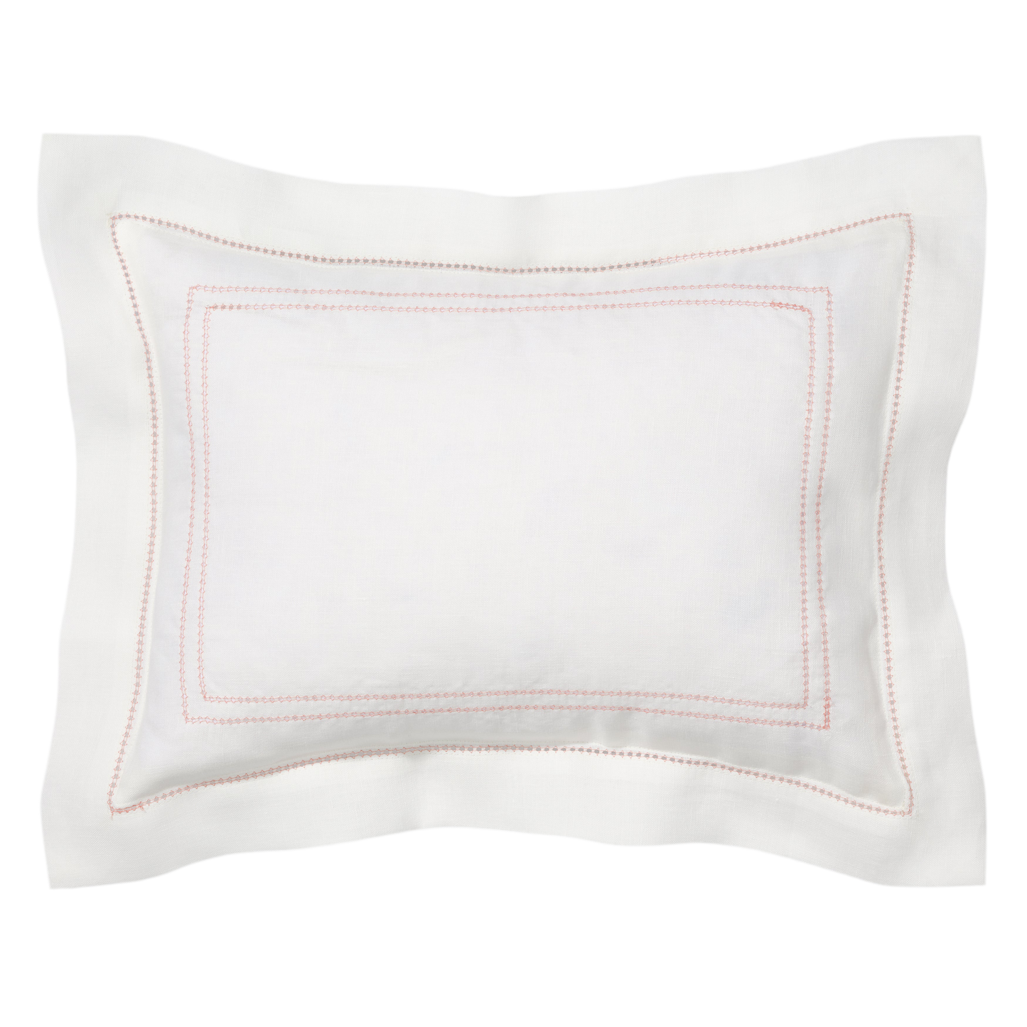 Volga Linen, Boudoir Pillow with Hemstitch in Coral