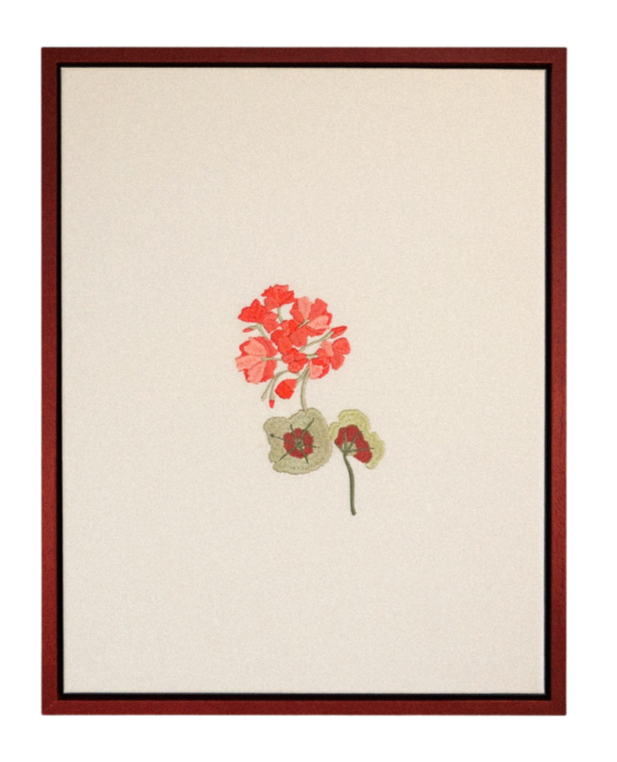 Lappliq, Geranium framed embroidered art canvas
