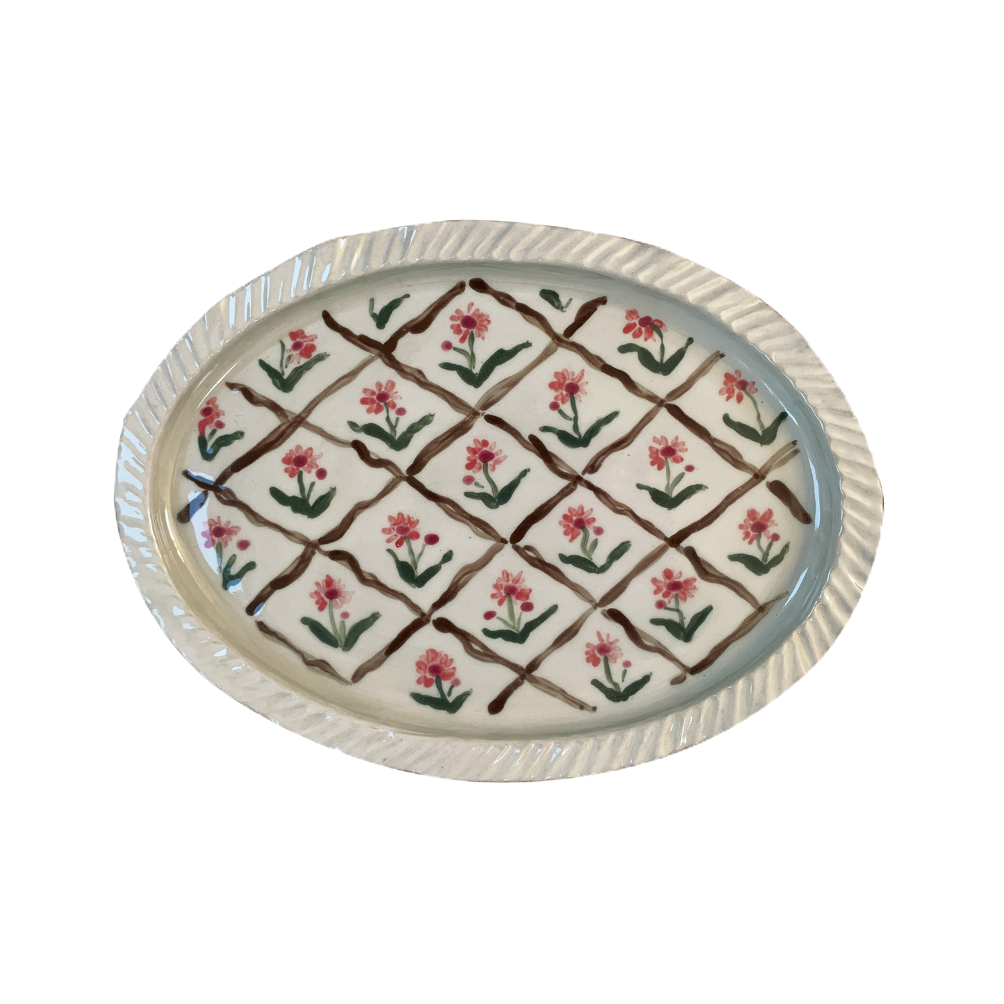 Sophie Harpley  x Lamorna Elmer Carnations Pottery Platter