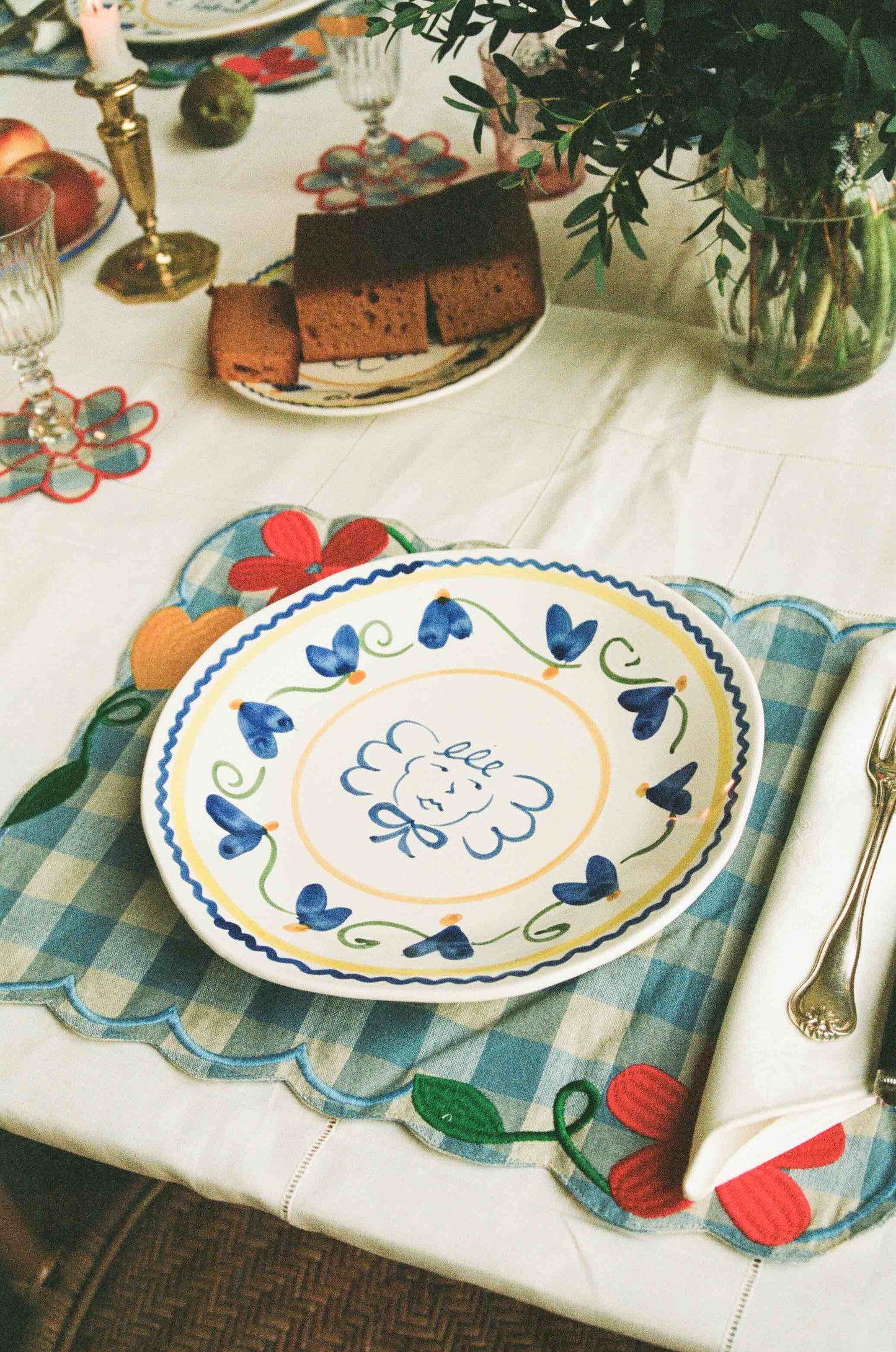 Willemien Bardawill, 'Cotton Blue Vichy Fleur Placemat'