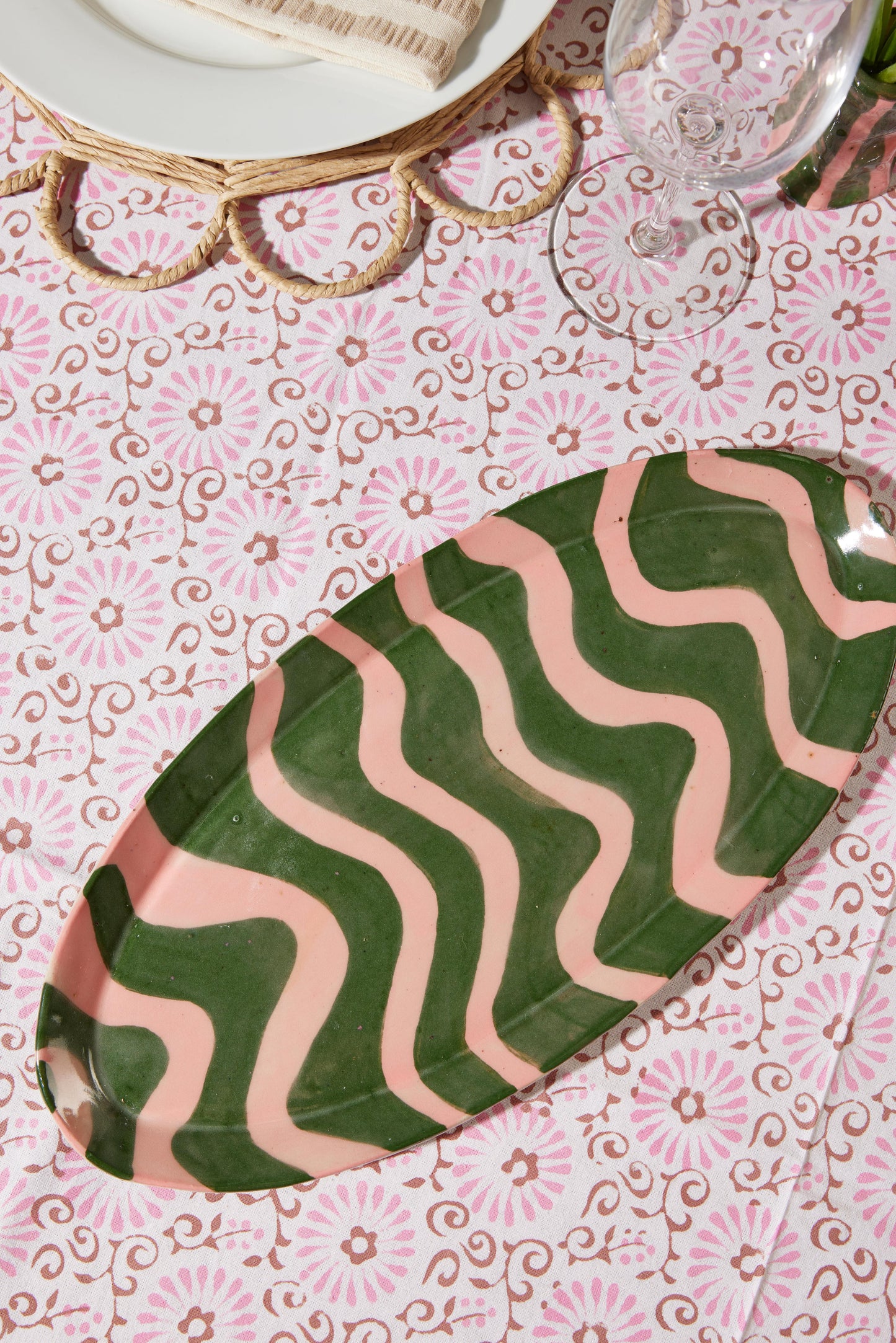 DM x Hodge Pots, 'Pink and Green Striped Platter'