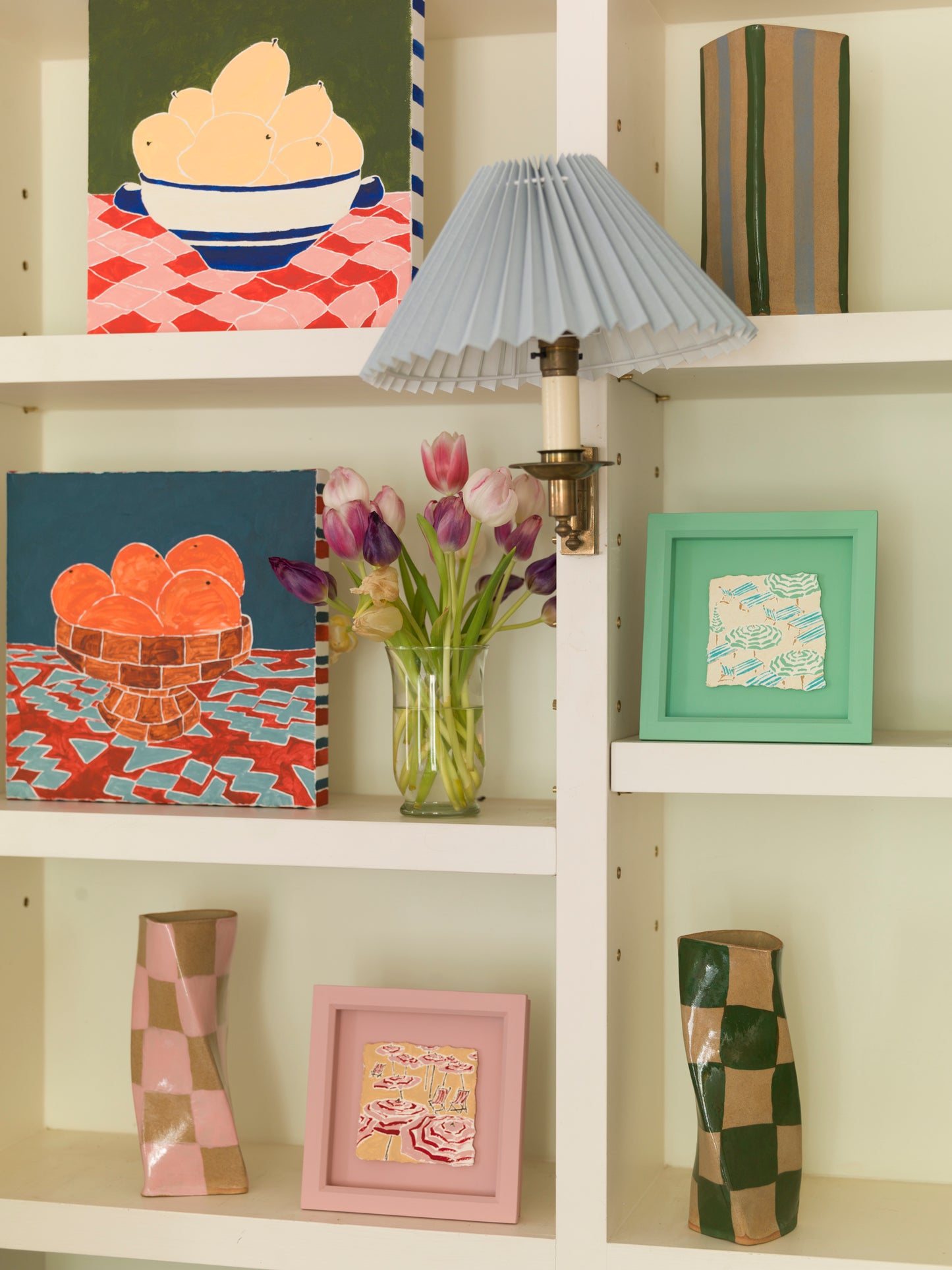 Green Check Twist Vase