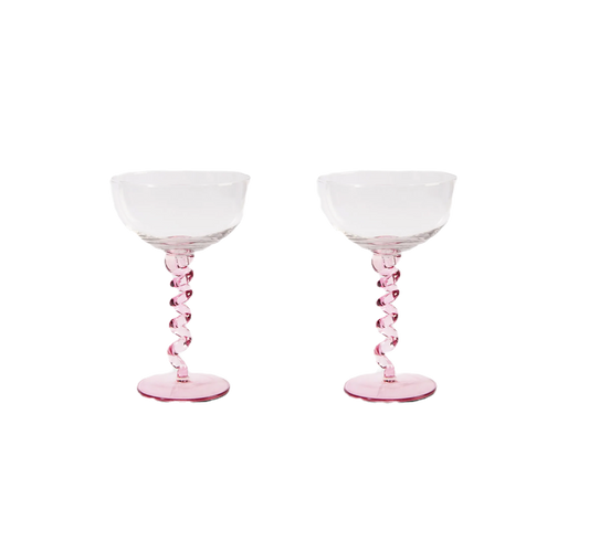 Champagne spiral coupe pair in pink
