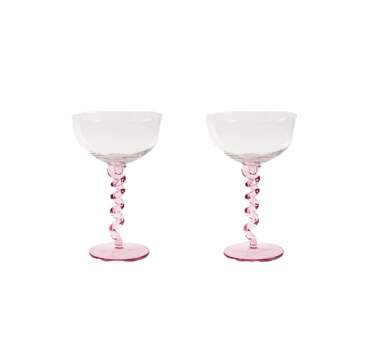 Champagne spiral coupe pair in pink