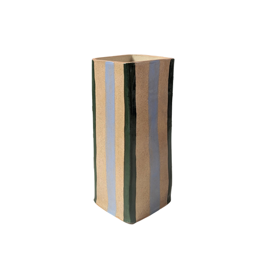 Baby Blue & Green Stripe Vase
