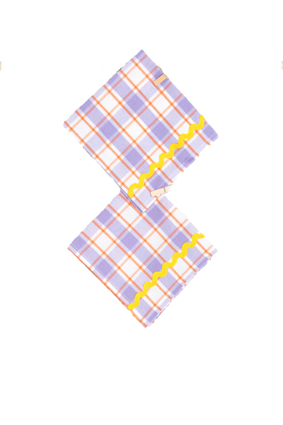 A Pair of Purple and Yellow Napkins
