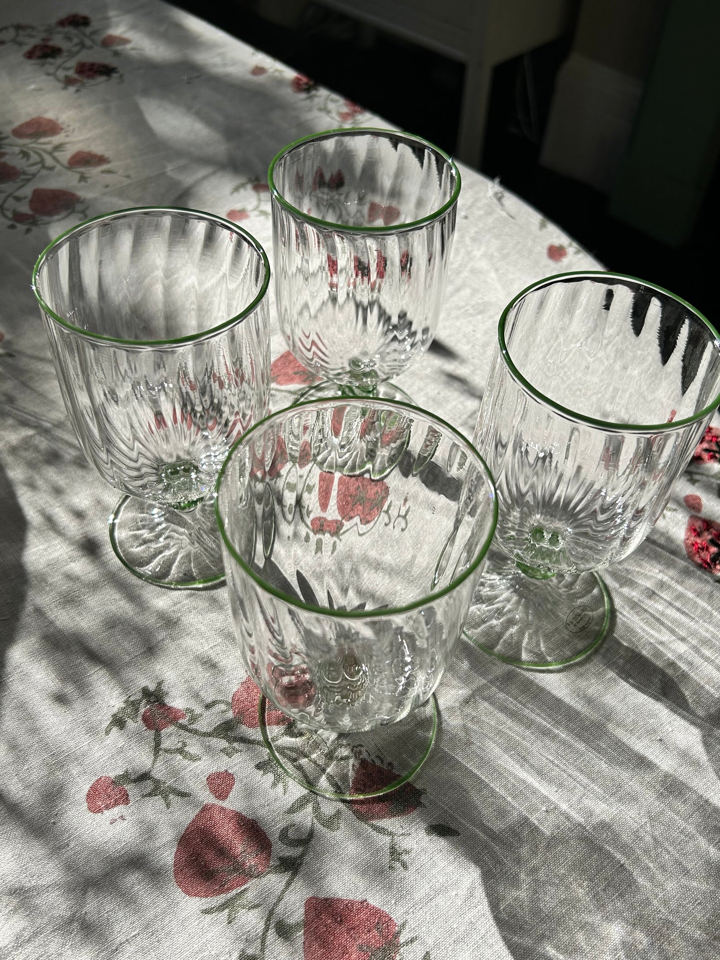 The Adrienne Venetian Wine Glasses in Green Set of Two