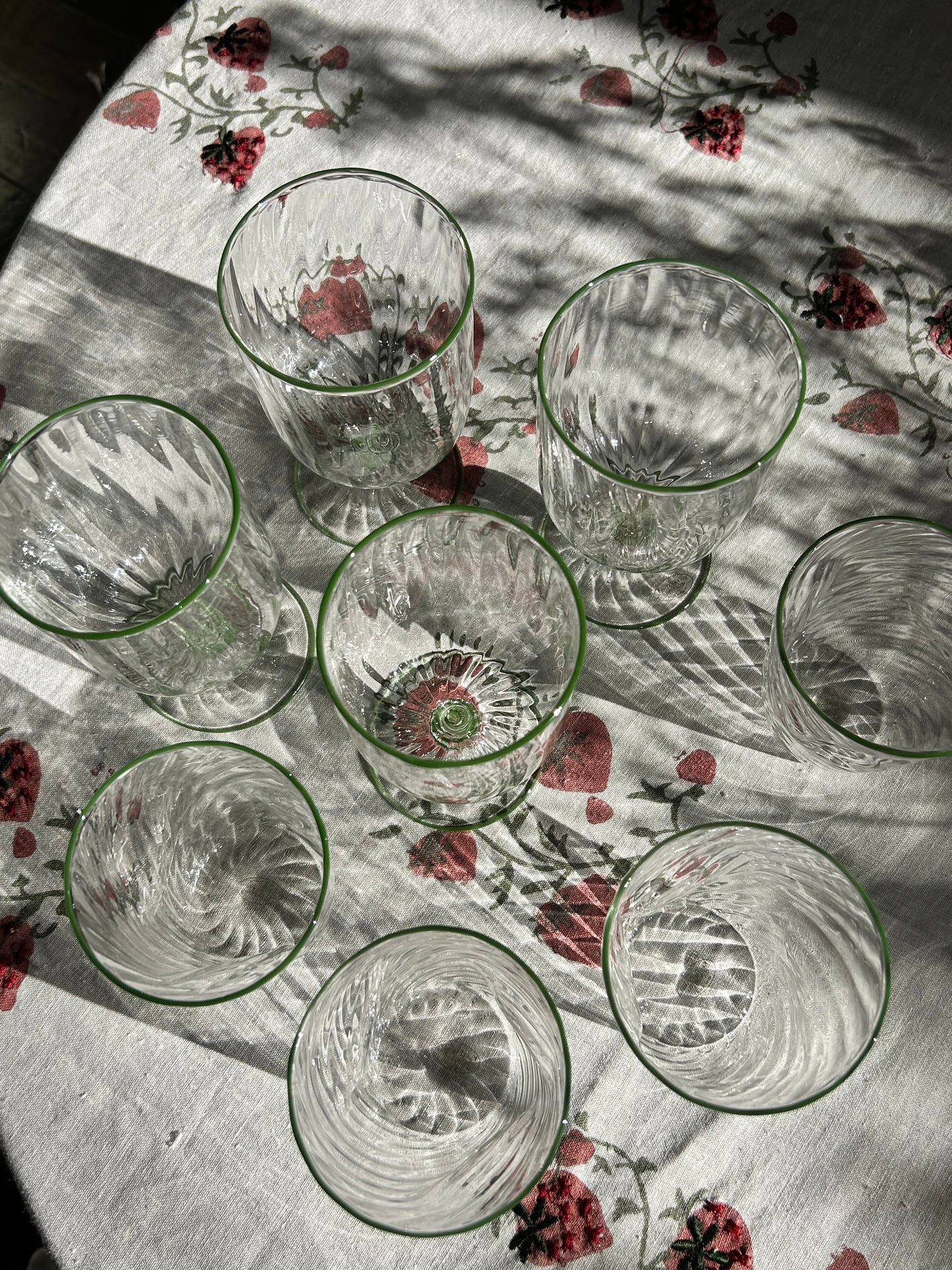 The Adrienne Venetian Wine Glasses in Green Set of Two
