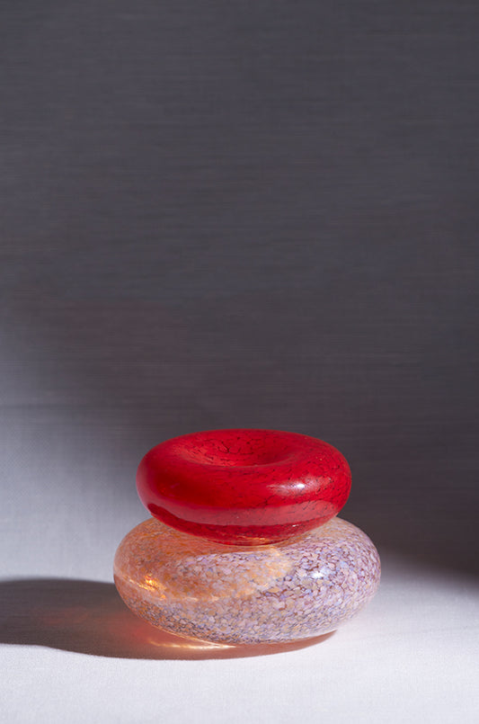 CURIO X DM, 'Pebble Stack Red and Peach Opaline'