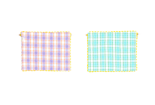 A Pair of Aqua and Orchid Reversible Placemats