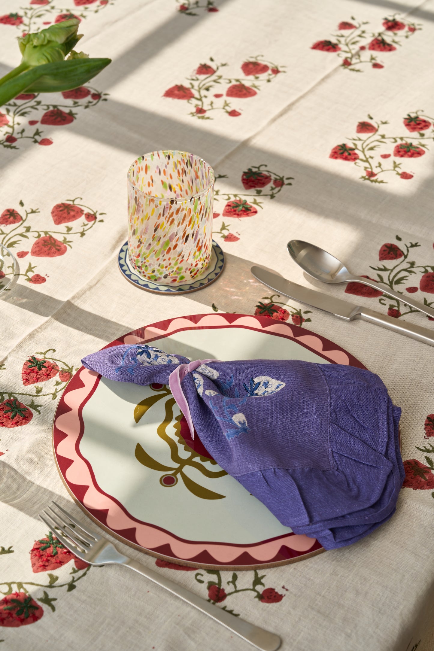 Sharland England, 'Fraises Des Bois Napkins in Blue (Set of 4)'