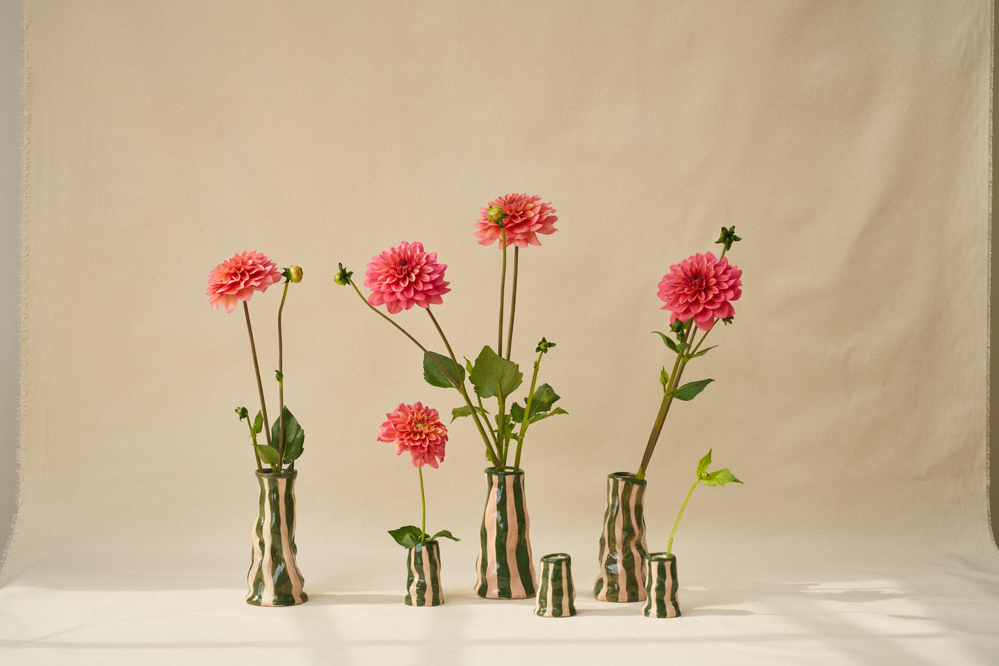 DM x Hodge Pots, 'New Pink and Green Striped Vase'