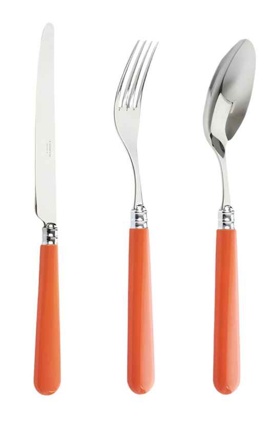 Set of 12, Orange Cutlery in Stainless Steel