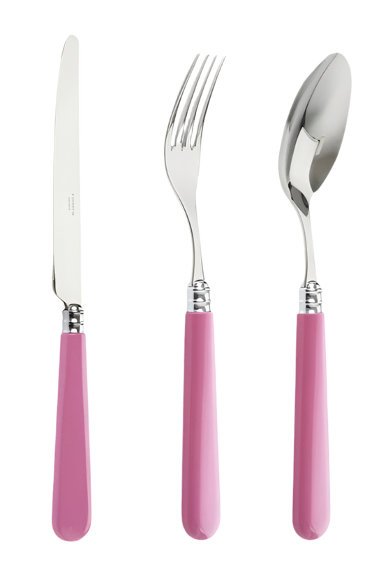 Set of 12, Pink Cutlery in Stainless Steel