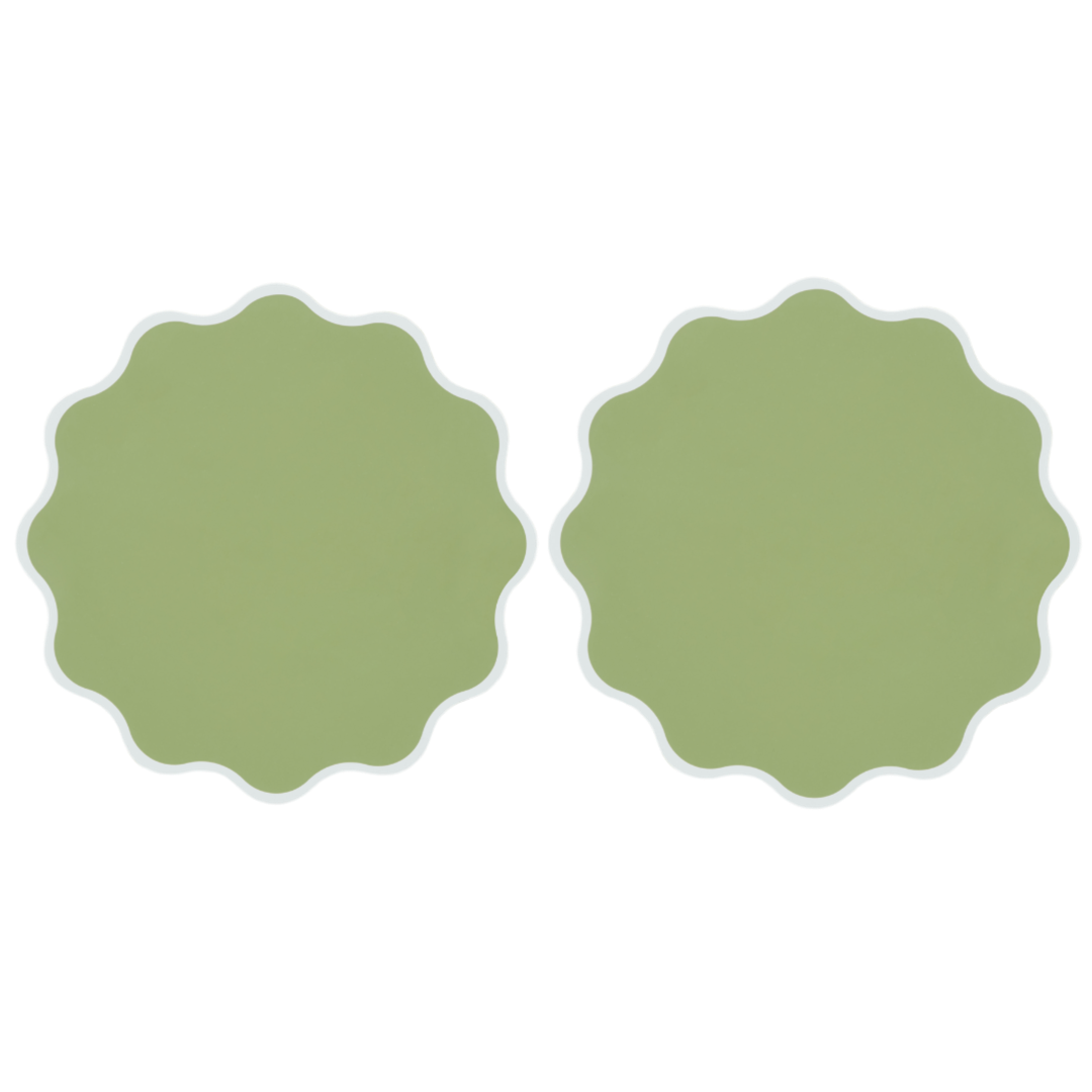 The Victoria Placemat in White and Green, Set of Two