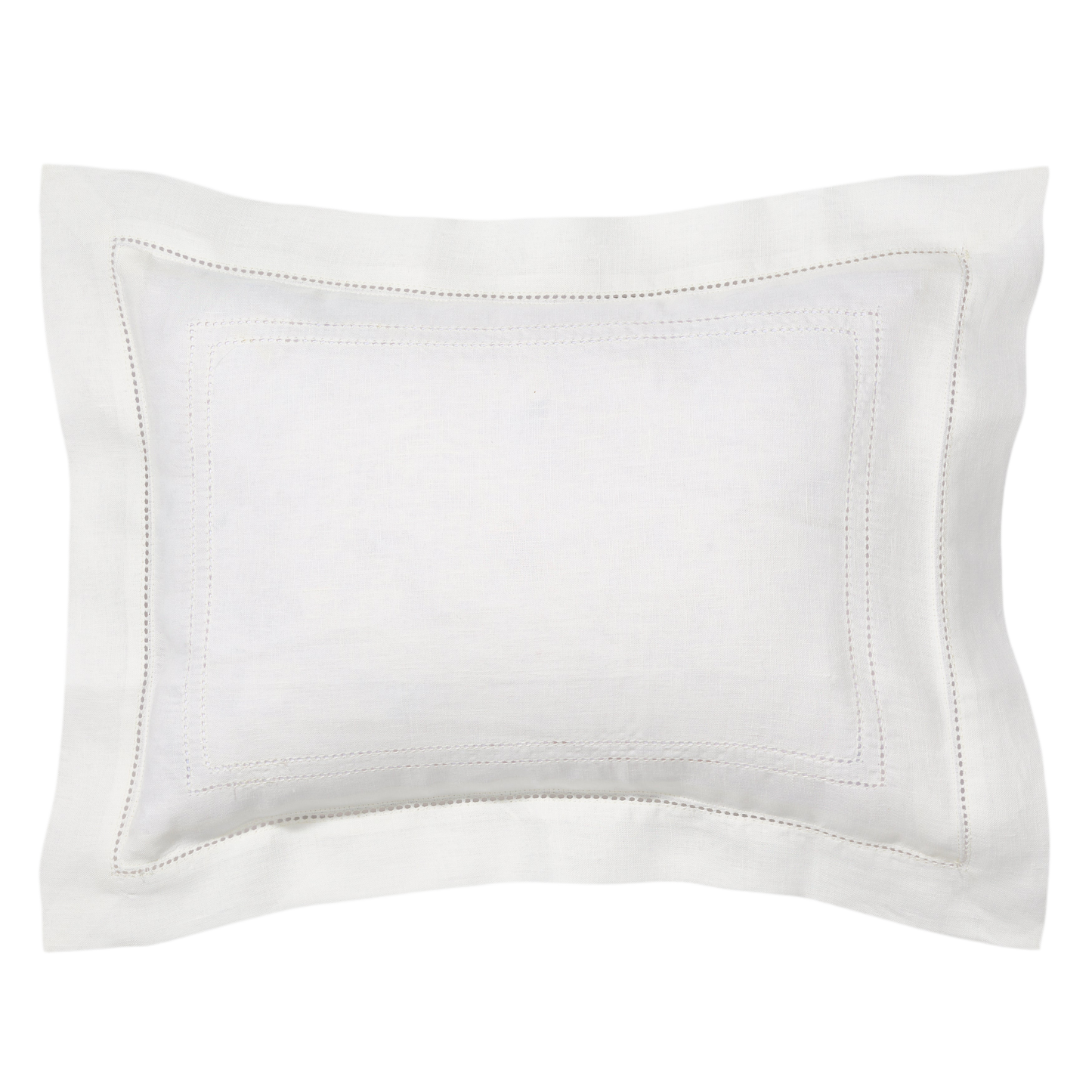 Volga Linen, Boudoir Pillow with Hemstitch in Ivory White