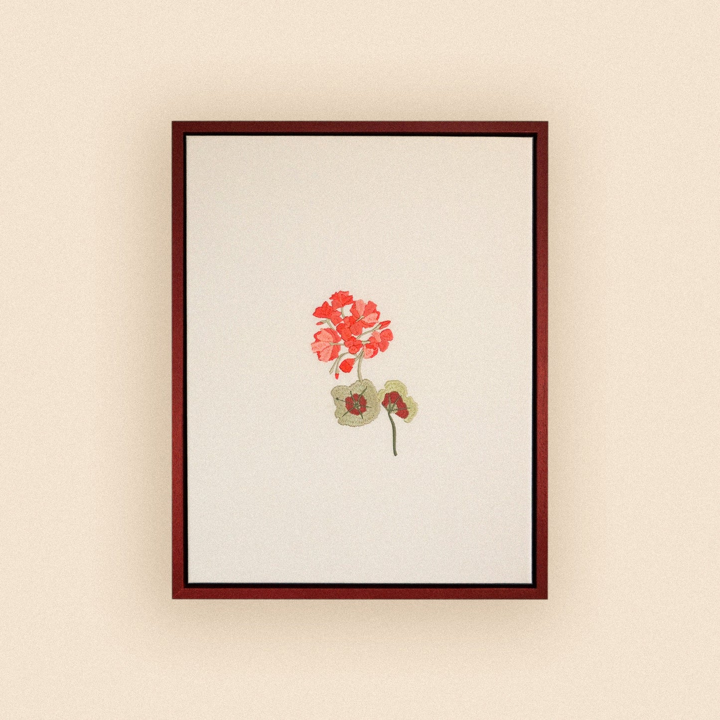 Lappliq, Geranium framed embroidered art canvas