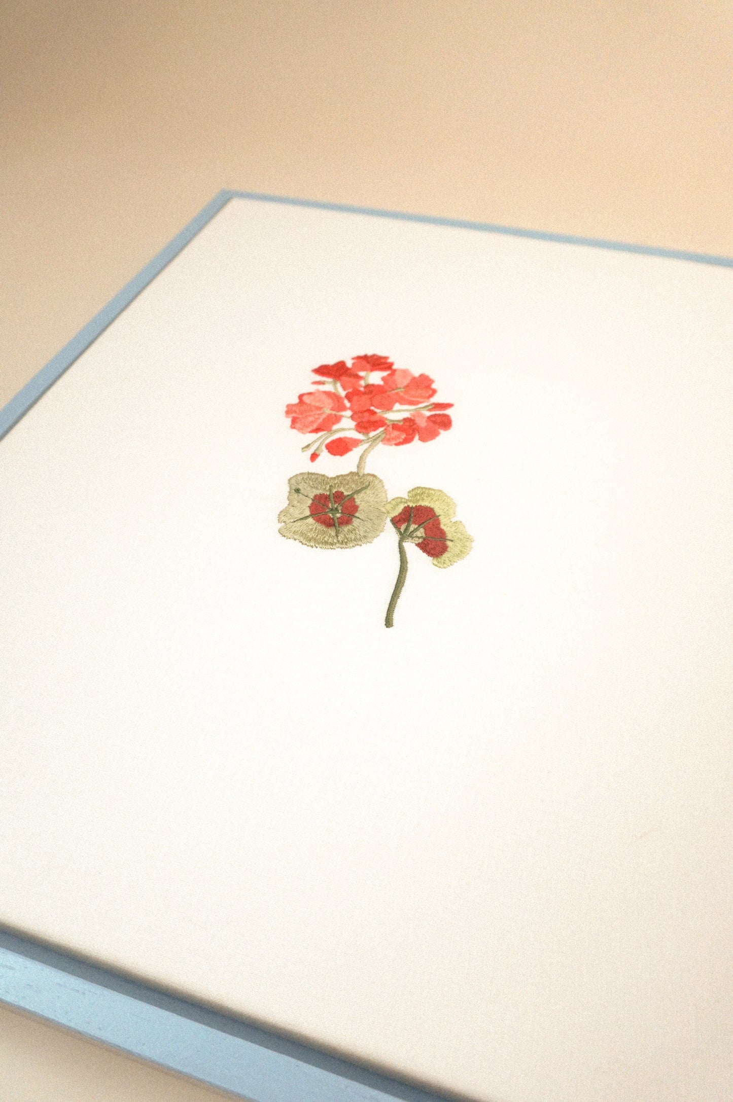 Lappliq, Geranium framed embroidered art canvas