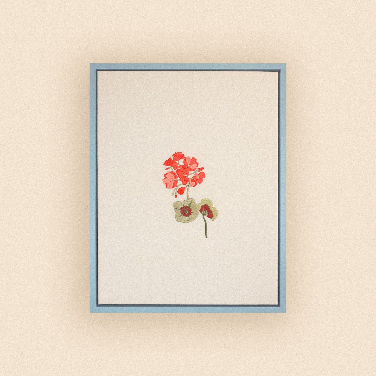 Lappliq, Geranium framed embroidered art canvas