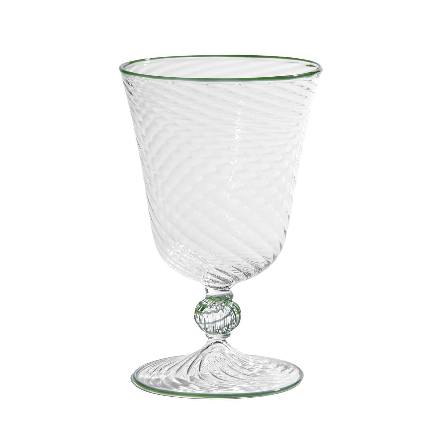 The Dido Venetian Wine Glass in Green, Set of Two