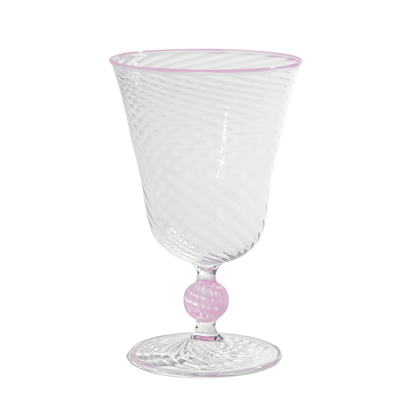 The Dido Venetian Wine Glass in Pink, Set of Two
