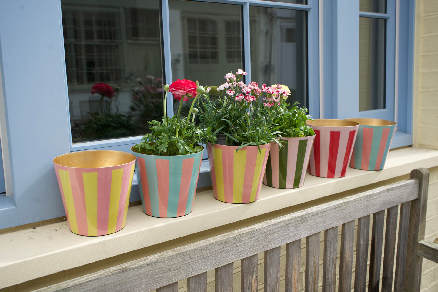 The Penny Planter in Pink and Yellow Stripe