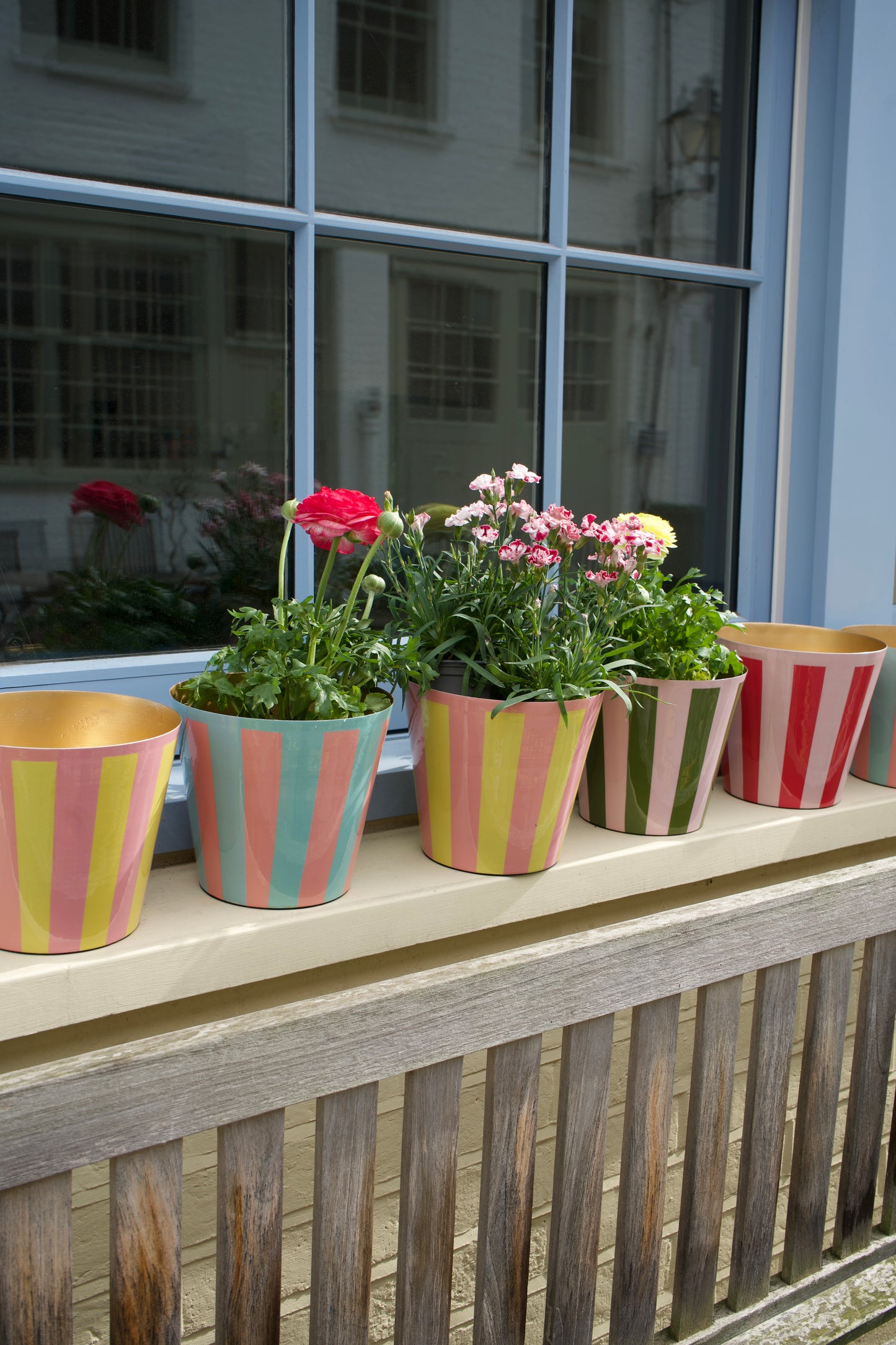 The Penny Planter in Pink and Blue Stripe