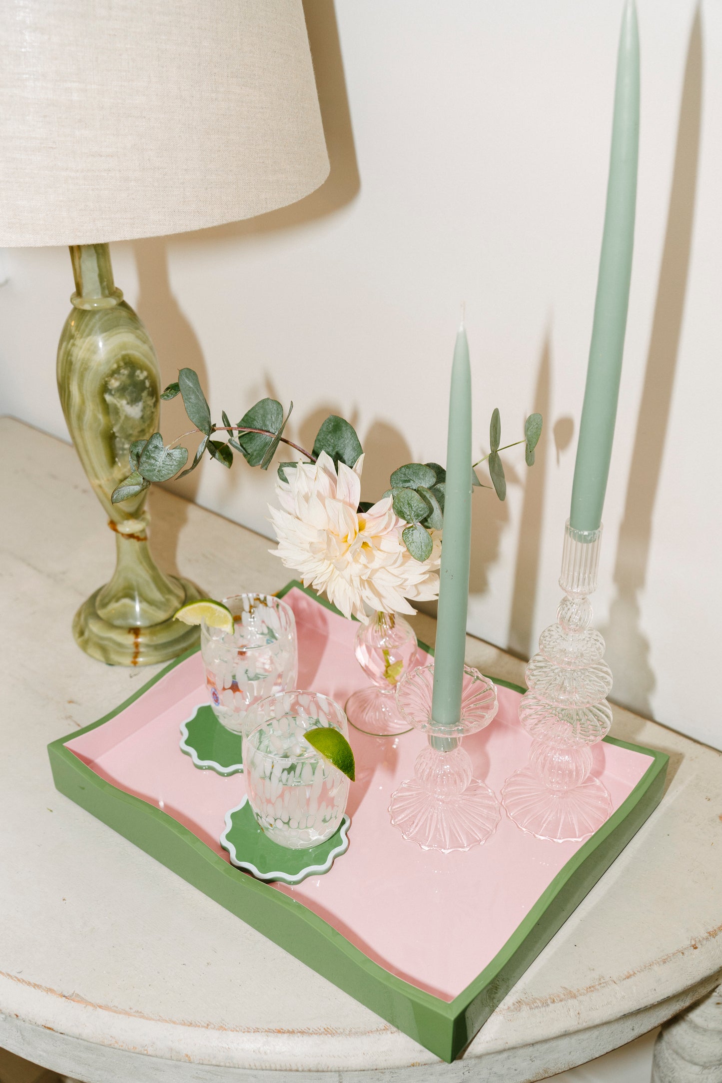 The Allegra Wiggle Tray in Green and Pink