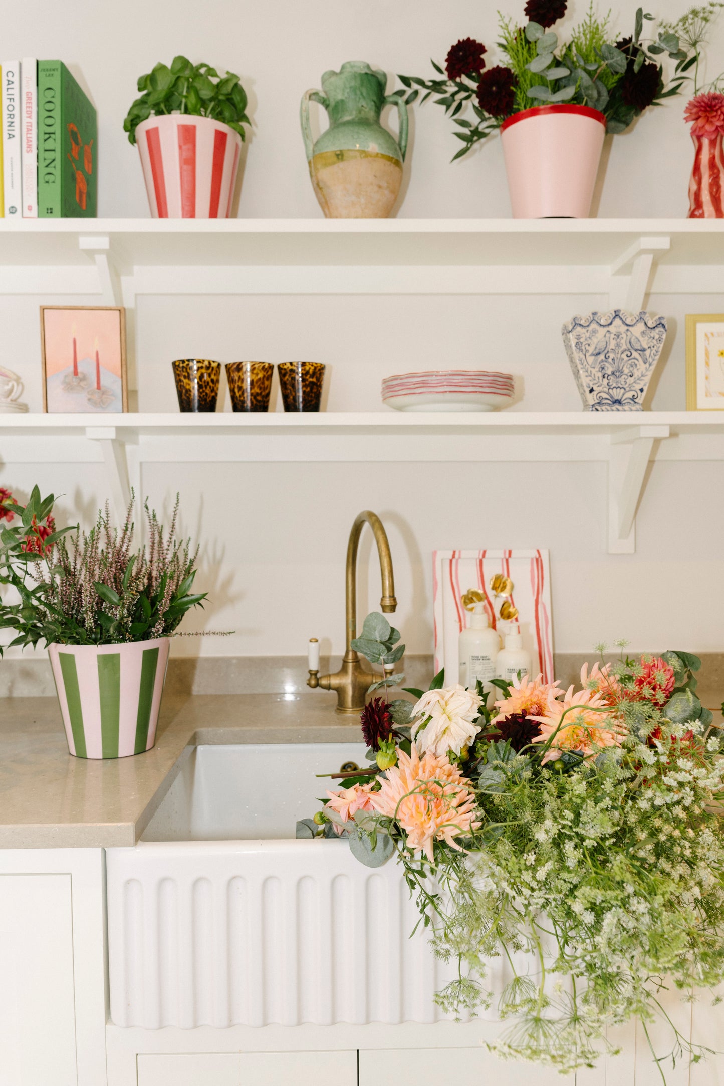 The Penny Planter in Pink and Green Stripe