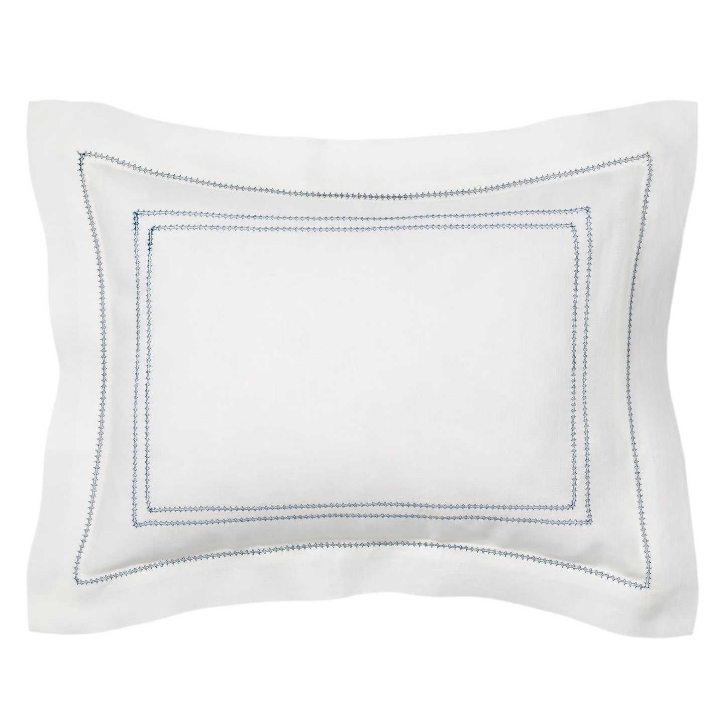 Volga Linen, Boudoir Pillow with Hemstitch in Prussian Blue