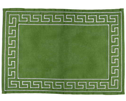 Grecian Embroidered Placemats in Green