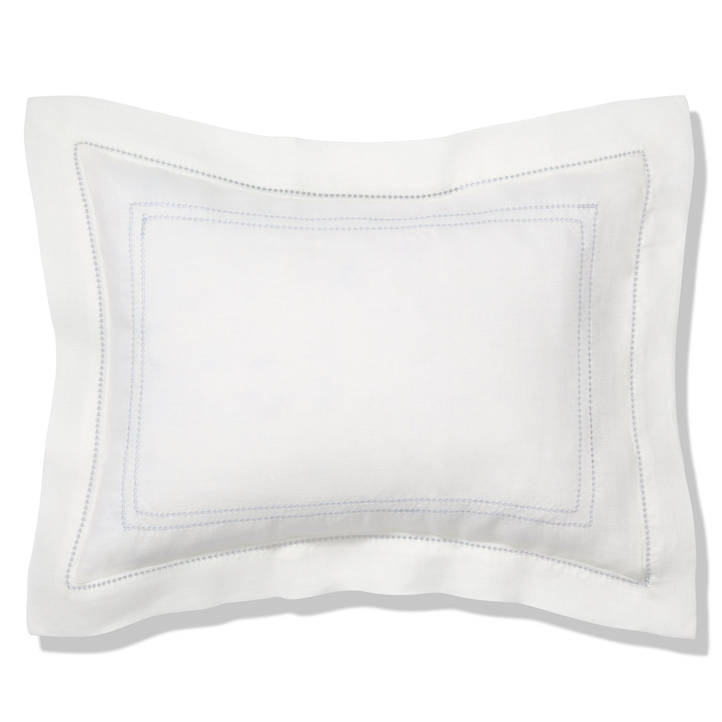 Volga Linen, Boudoir Pillow with Hemstitch in Chambray Blue