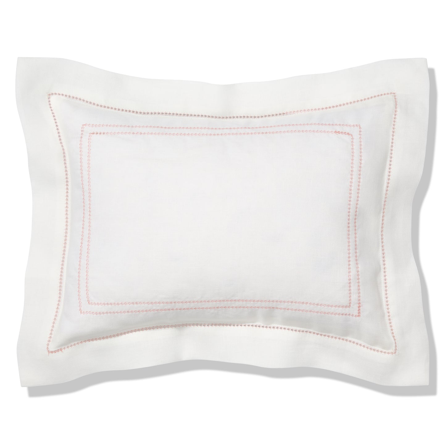 Volga Linen, Boudoir Pillow with Hemstitch in Coral