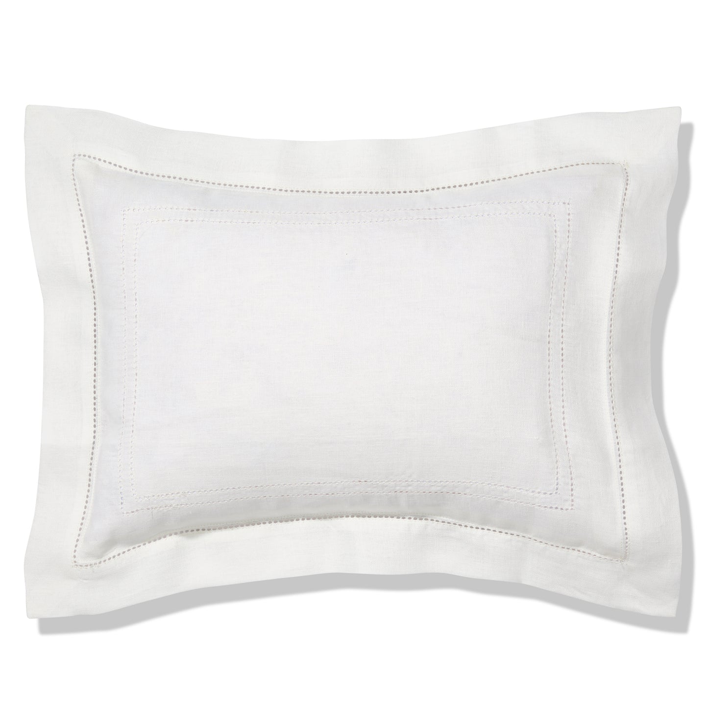 Volga Linen, Boudoir Pillow with Hemstitch in Ivory White