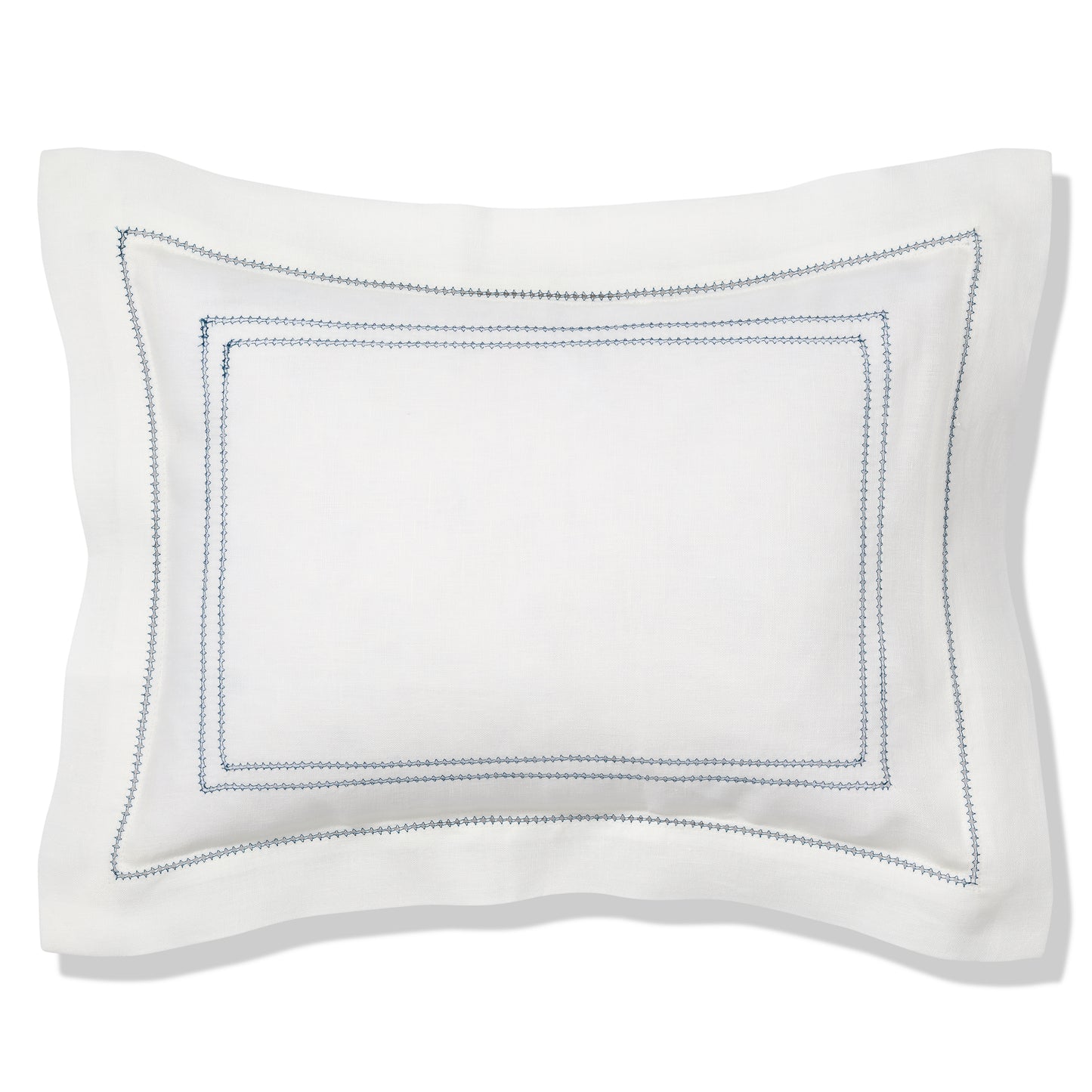 Volga Linen, Boudoir Pillow with Hemstitch in Prussian Blue